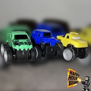 Greenbrier International LOT Of 3 Mini Monster Trucks Express Plastic